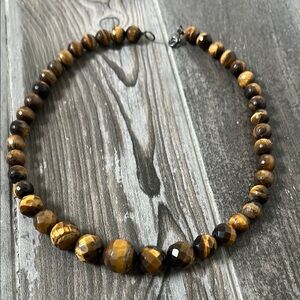 New Faceted Cut Tiger's Eye Beaded Necklace
